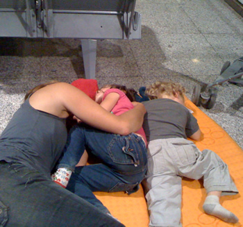 Sleeping in Roma Fiumicino Airport.